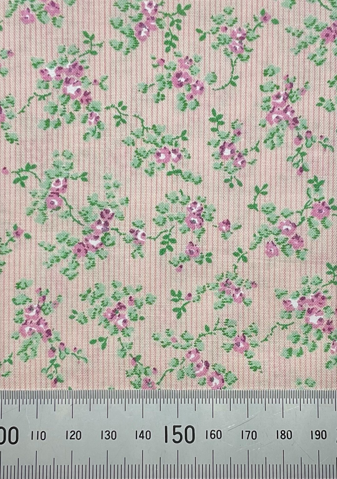 Purple Flowers on a Pink Stripe Print. Great for Small Scale Crafts ...