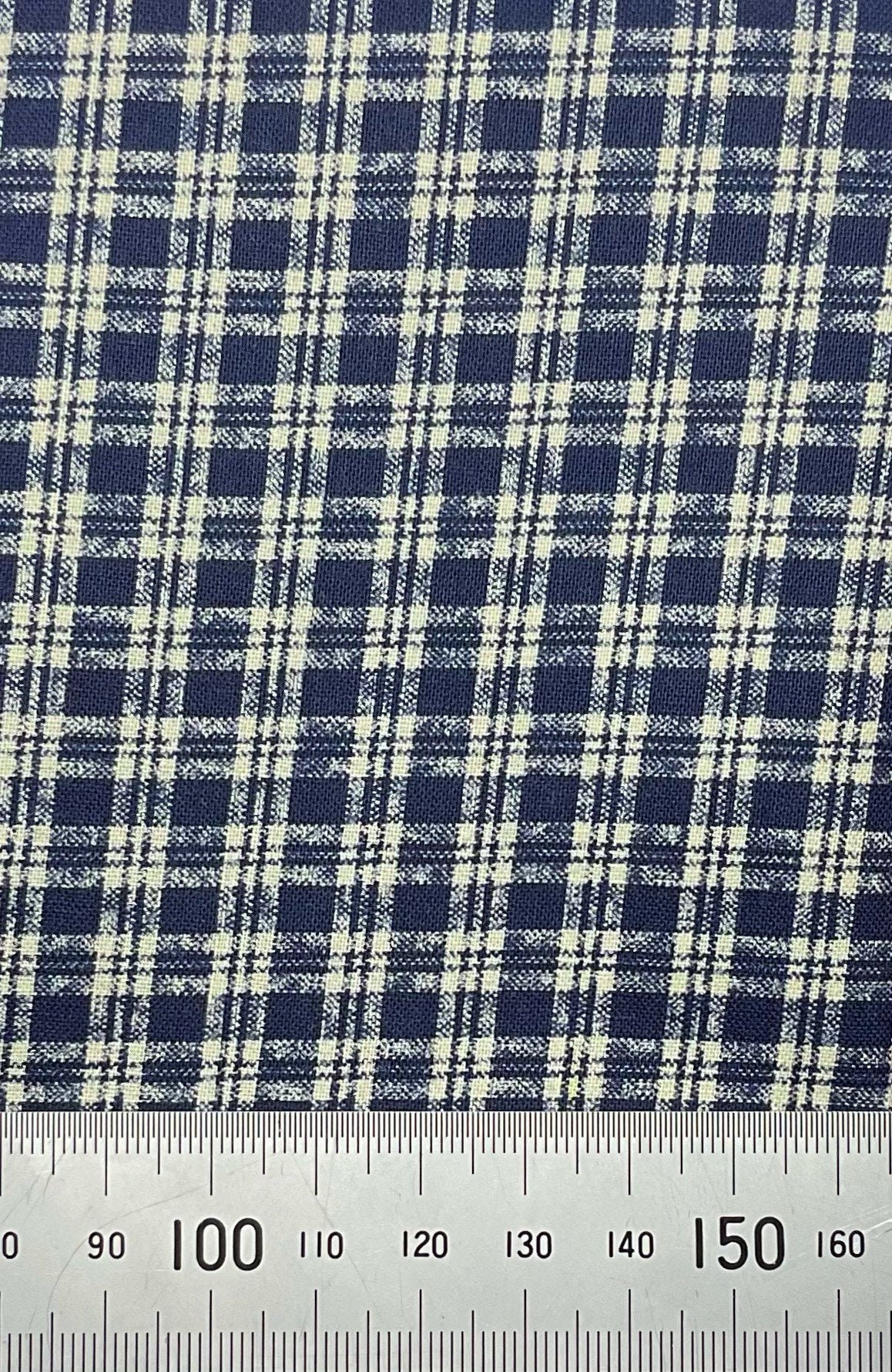 Blue and off White Check Cotton Print - Etsy