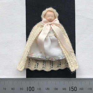 Christening cloak with hood 1:12th scale knitting pattern
