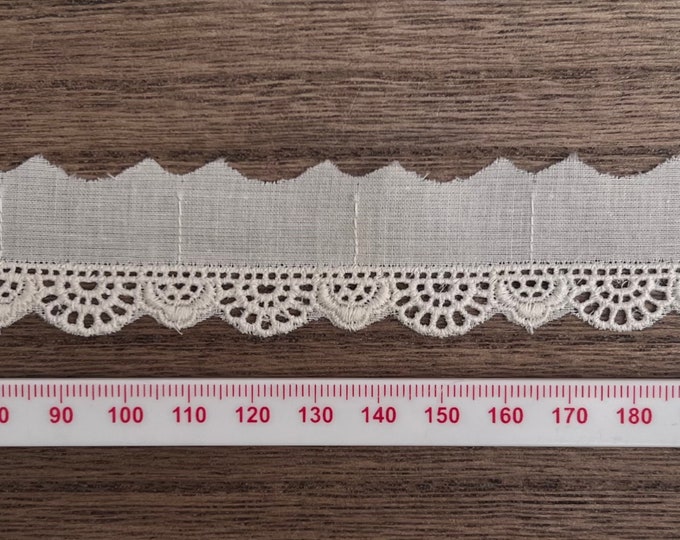 Dentelle Broderie Anglaise Vintage (3,60 M) - Tissu De Récupération Neuf - Pour Couture, Jupon