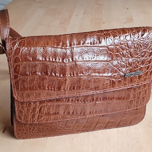 Bolso bandolera La Toscana, piel sintética de cocodrilo, monedero vintage de los años 80