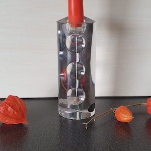 Vintage 1970s Lead Crystal Candleholder by Lisa Mori for Inn Crystal