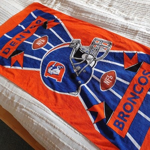 Vintage 90s NFL beach towel, for the Denver Bronco's, licensed NFL merchandise, 1966