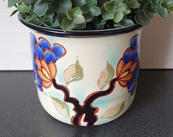 デルフトブルーの花柄陶器プランター：ロイヤルスフィンクス オランダ