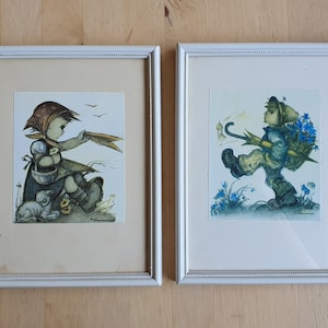 Vintage Hummel prints, framed, set of 2, 1980s probably