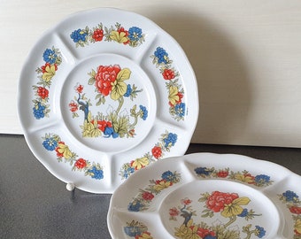 1970s fondue plates (set of 4) by Schumann Arzberg Germany, great flowers!