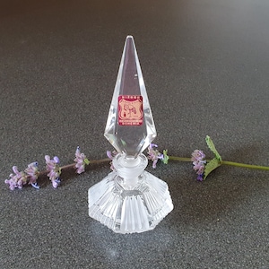 Bohemian crystal perfume bottle, art deco style, 24% lead crystal by Nizbor, A. Rückl & Sons, Czech Republic, 90s