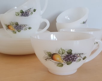 9 Tasses à café et soucoupes Arcopal Décor Pomme 🍎 - Arts de la table