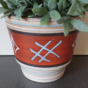 Vintage planter with primary colors, 50s rockabilly design, German