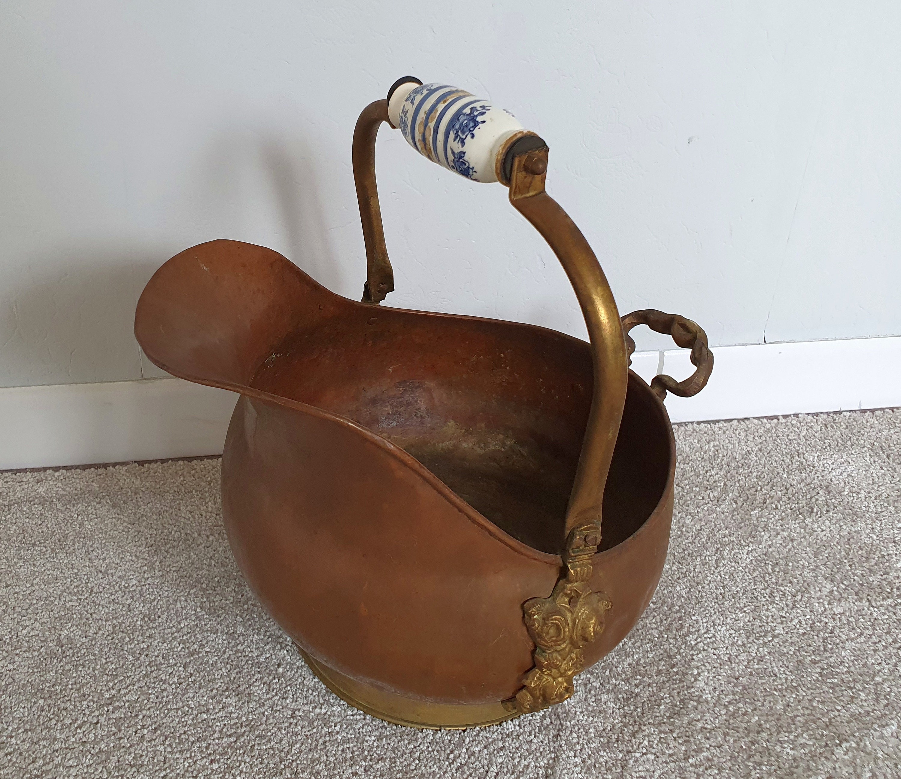 Kupfer Kohle scuttle mit Keramikgriff für Kohle oder Esche | Etsy