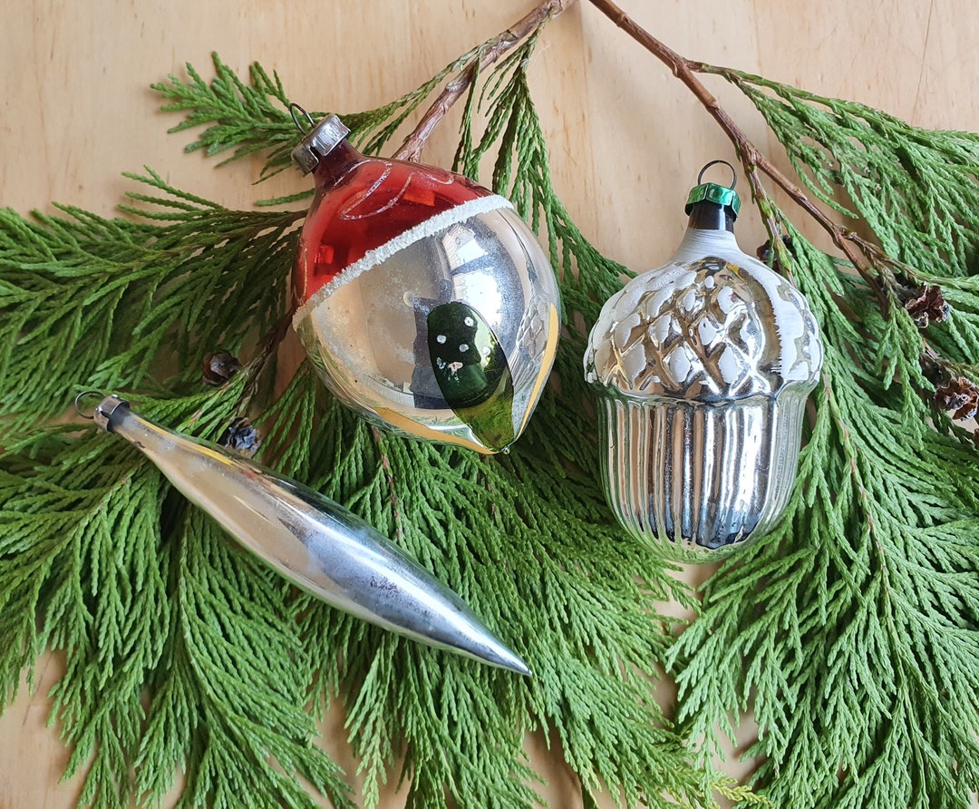 ヴィンテージのクリスマスオーナメント（3）、ドイツ製のガラス