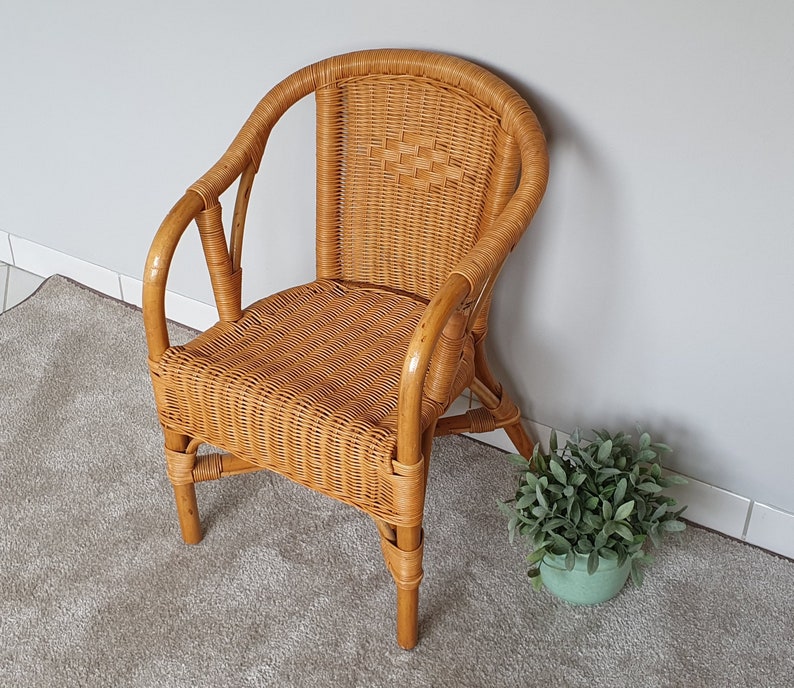 70s wicker children's chair French vintage bamboo Etsy