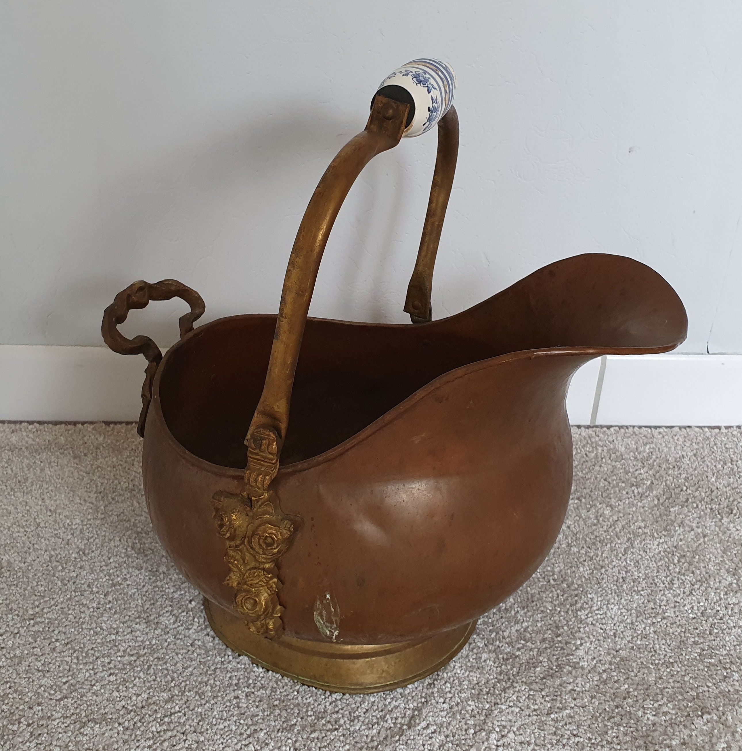 Kupfer Kohle scuttle mit Keramikgriff für Kohle oder Esche | Etsy