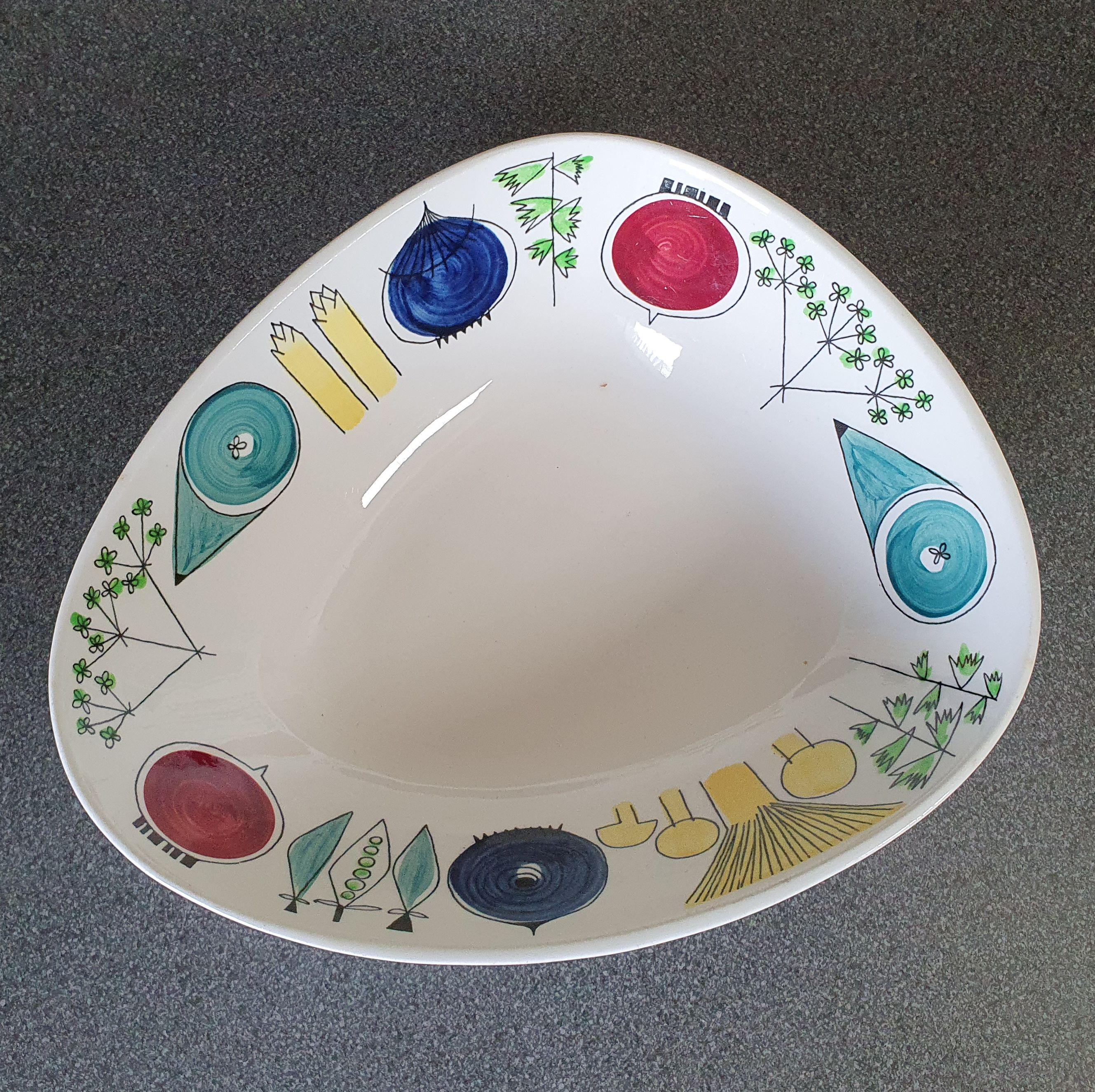 Rörstrand Picknick Kidney Bowl: Handpainted, Design Marianne