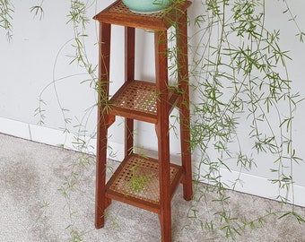 Art nouveau plant stand with viennese woven wicker, 3 levels