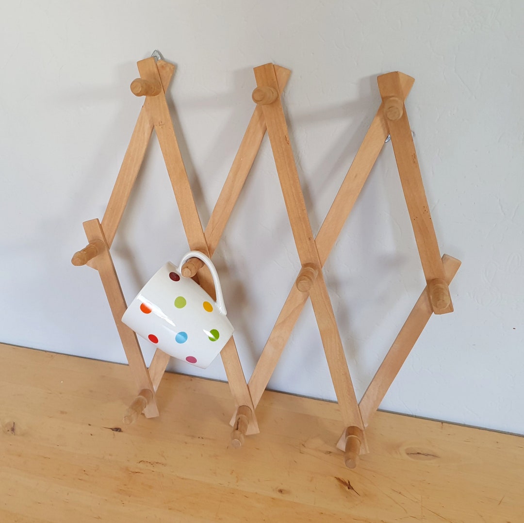Folding Peg Rack for Mugs Wood Accordion Kitchen Rack Etsy