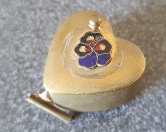 Antique tape measure brass, heart shaped, for sewing, made in Austria