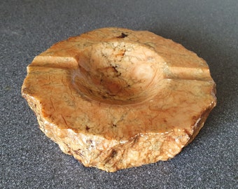 Vintage alabaster ashtray, natural gemstone, made in Italy