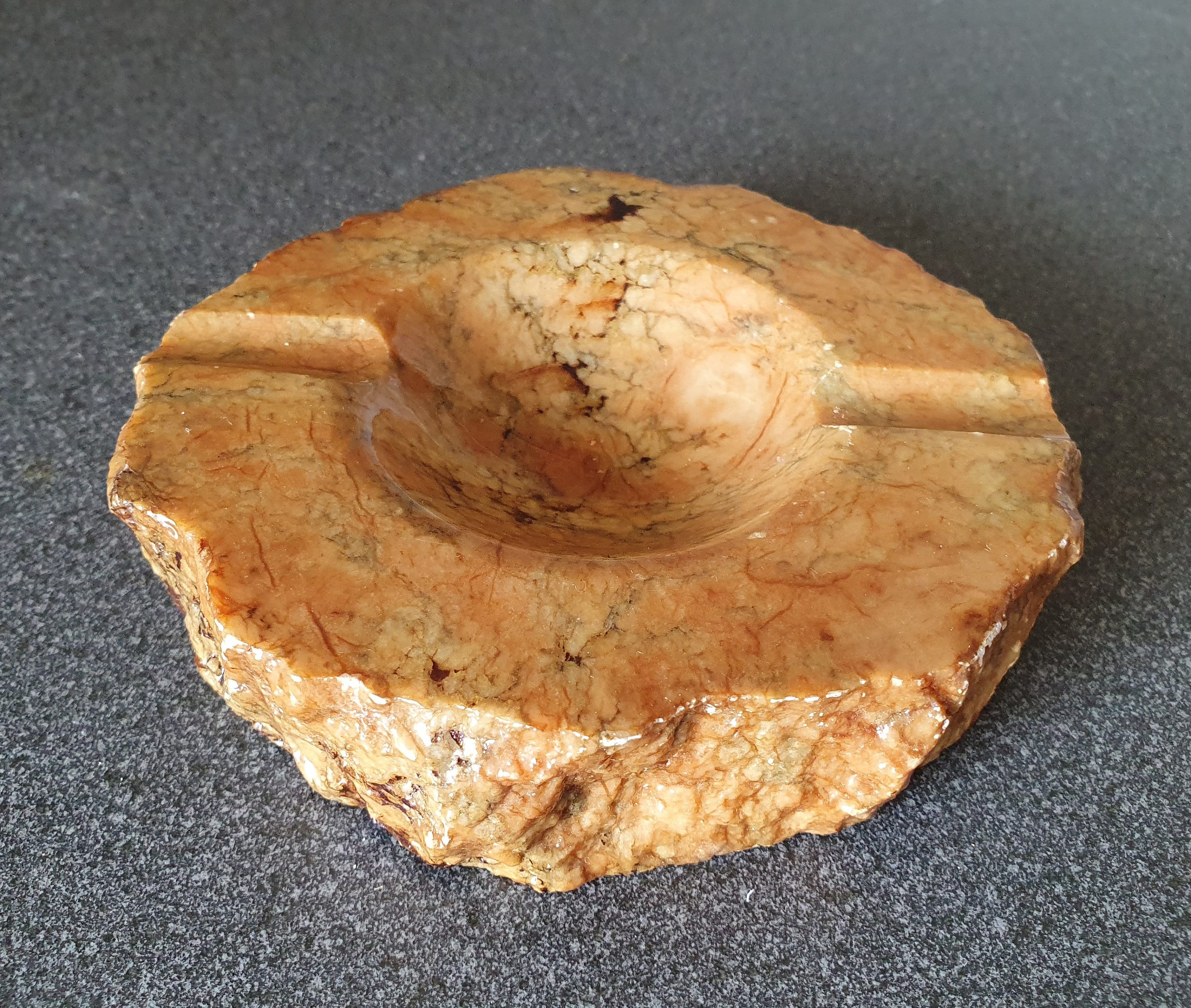 Vintage Genuine Alabaster Made In Italy Hand Carved Mushroom