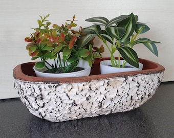 Vintage planter for 2 small plants, oval, from the 60s, probably German