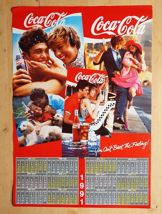 1991 年のヴィンテージ コカコーラ カレンダー ポスター - Etsy 日本