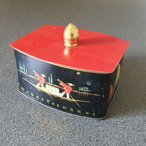 Vintage German tea tin, Teekanne Darjeeling, 1950s
