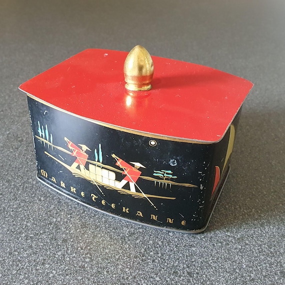 Vintage German Tea Tin, Teekanne Darjeeling, 1950s