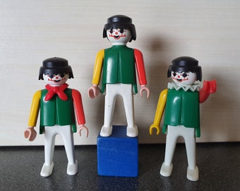 Playmobil figures, clowns, set of 3 toys, Geobra 1974