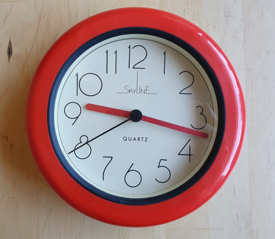 Vintage Bathroom Clock Red working Skyline With Junghans Etsy