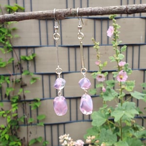 Vintage earrings with fire polished glass beads, handmade, upcycled jewelry