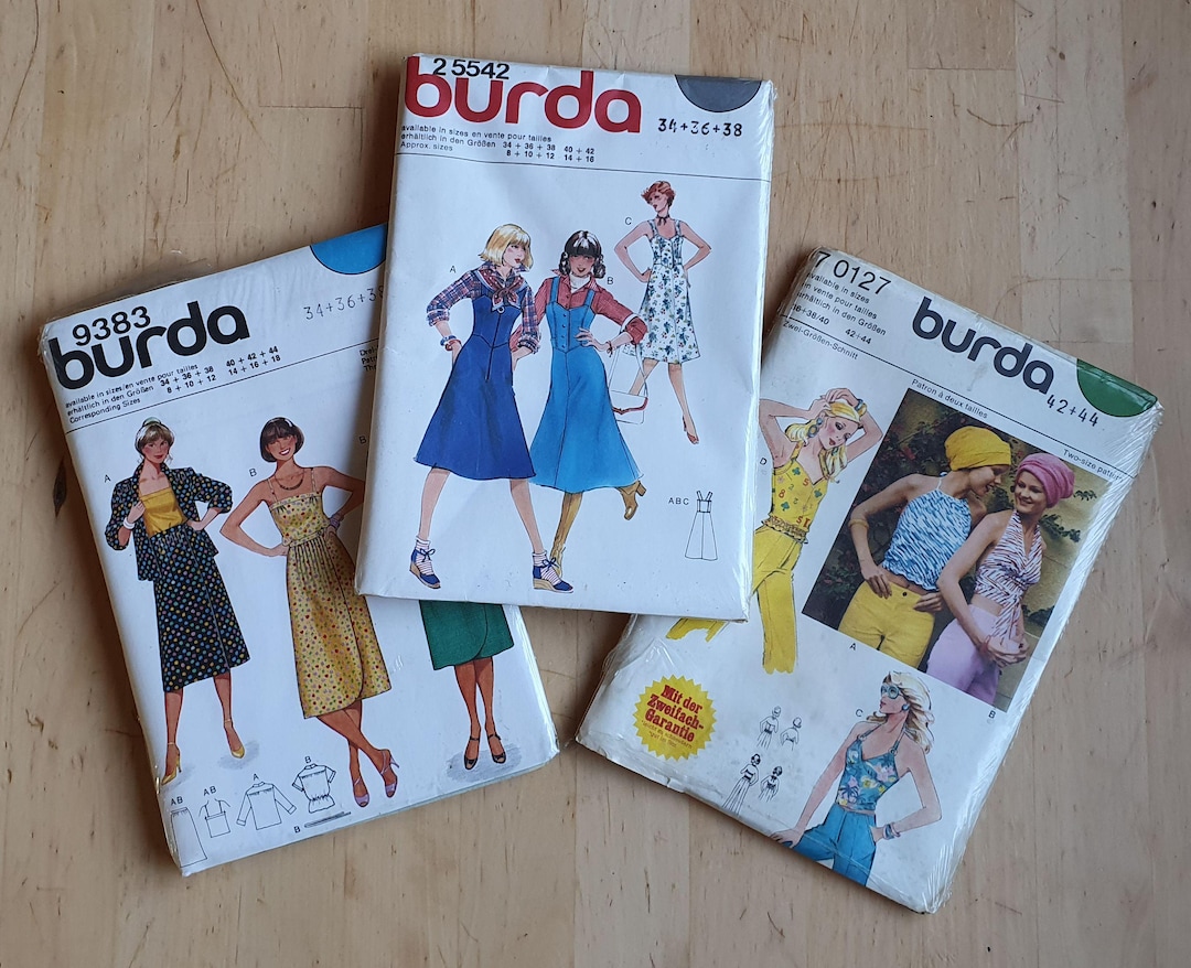 Vintage Burda Pattern Sheets (3) NOS, 1970s Dress, Tops, Skirt and ...