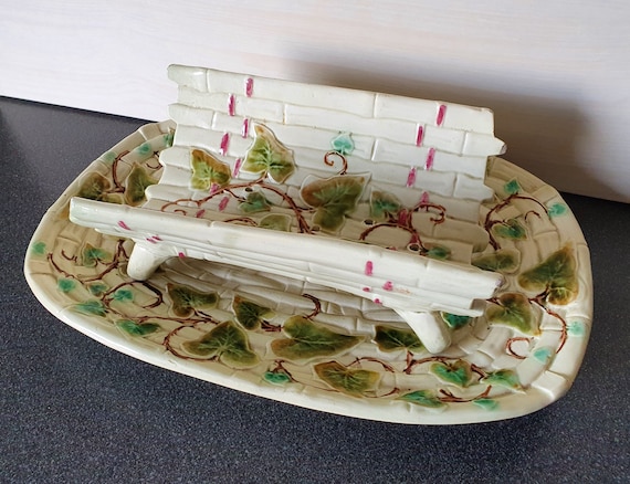 French majolica Asparagus plate tray majolica hand painted Asparagus serving platter 9 x 14 plate French country French majolica Asparagus plate tray majolica hand painted Asparagus serving platter 9 x 14 plate French country
