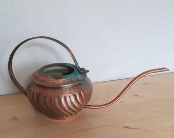 Shaped copper watering can with patina, ideal for succulents, German