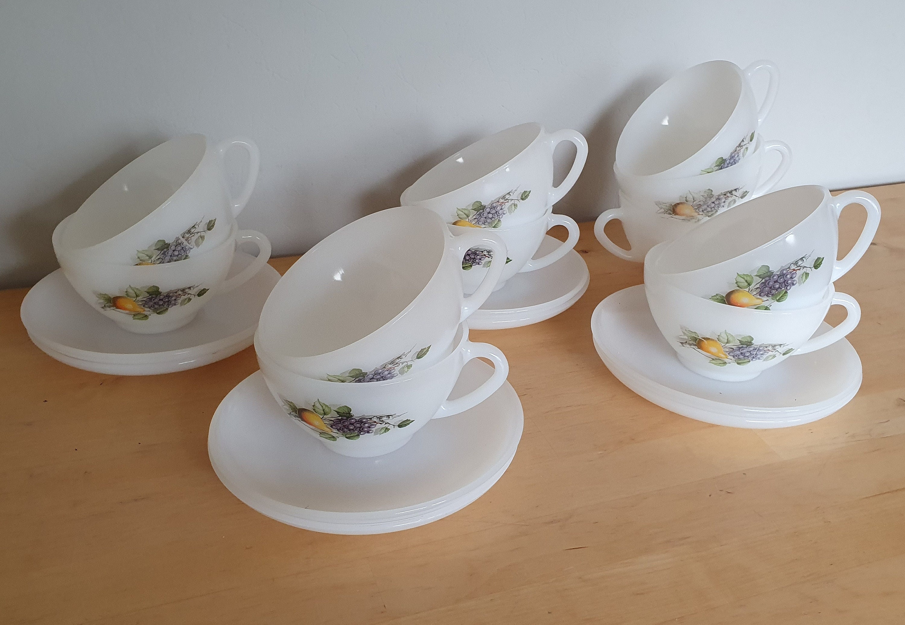 Service à Café Arcopal Décor Fruits, 6 Tasses Et 6 Soucoupes