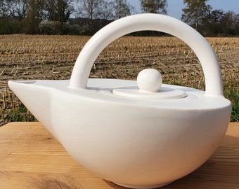 Théière ASA Selection, porcelaine blanche mate, design moderniste, années 80