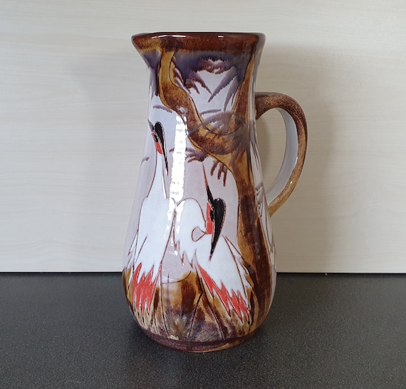 ボド・マンのツル付きピッチャー花瓶、マライ・ケラミック、ドイツ中期