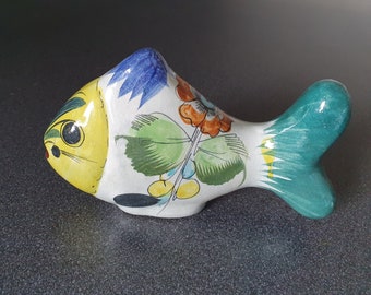 Tonala pottery fish, signed, Mexican folk art hand made pottery