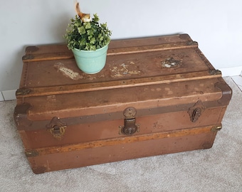 Small Antique Trunk Travel Steamer Storage Treasure Chest