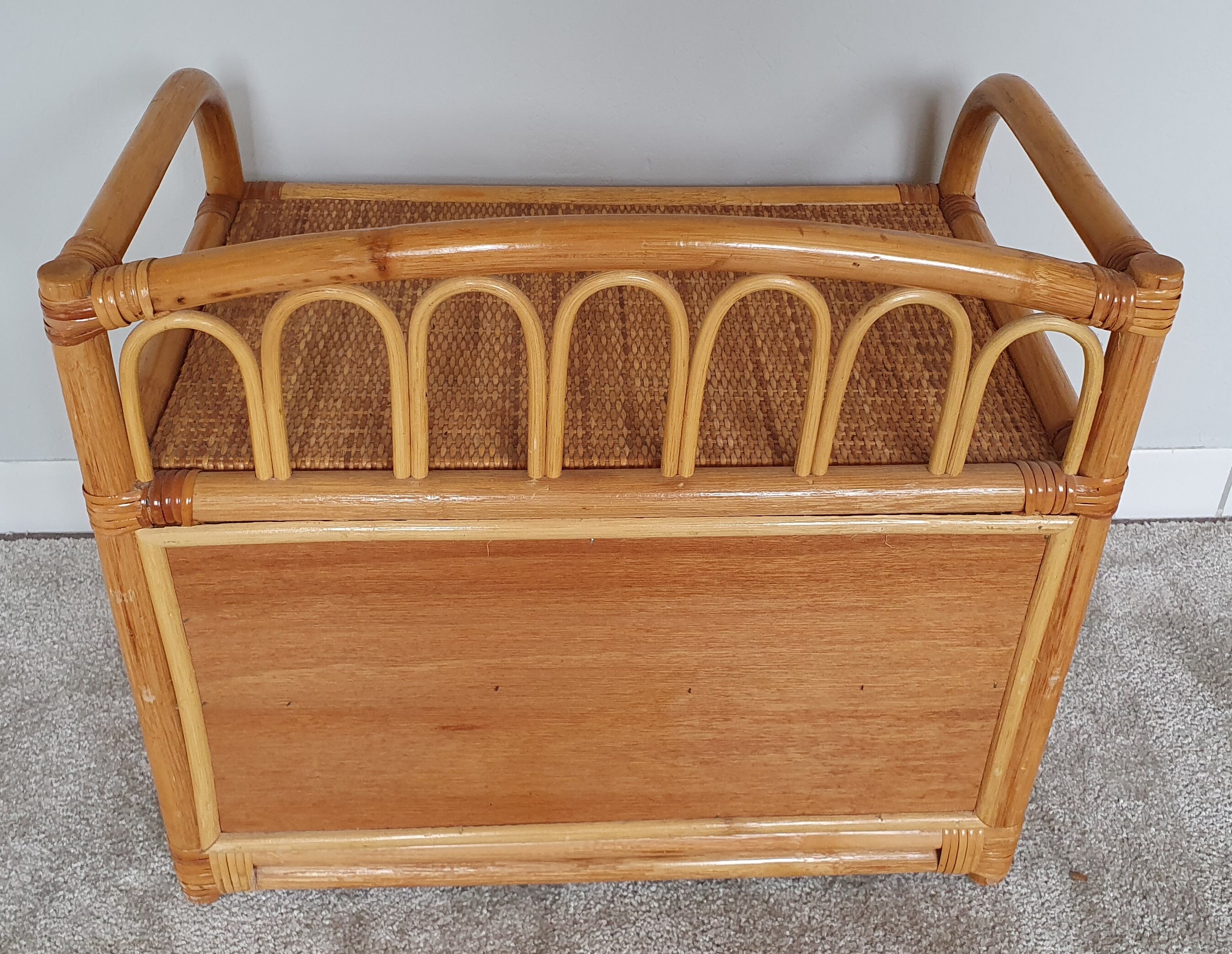 Bamboo nightstand with drawers wicker rattan Etsy