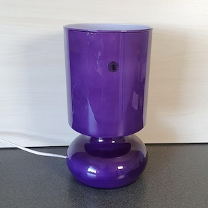 Vintage IKEA lamp, LYKTA dark violet table lamp, glass, 1990s