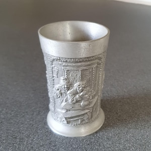Vintage pewter drinking cup &#39;Waidmannsheil&#39;, made in Germany, Grenningloh