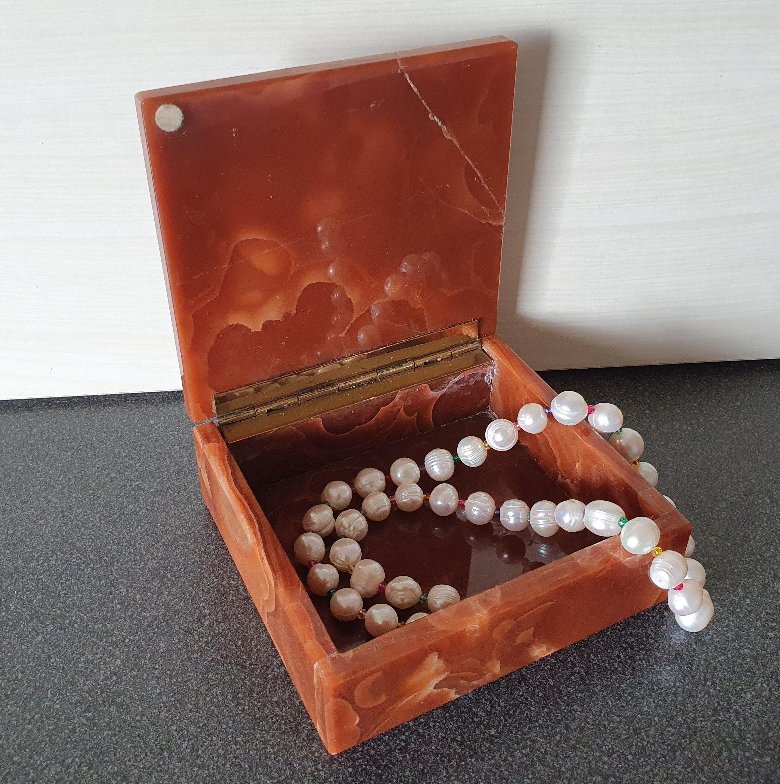 Vintage Gemstone Jewelry Box - 1960s Design - Carnelian Stone - Etsy