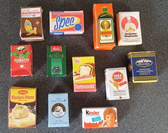 Miniature grocery shop packages, from Germany (12), shop toys
