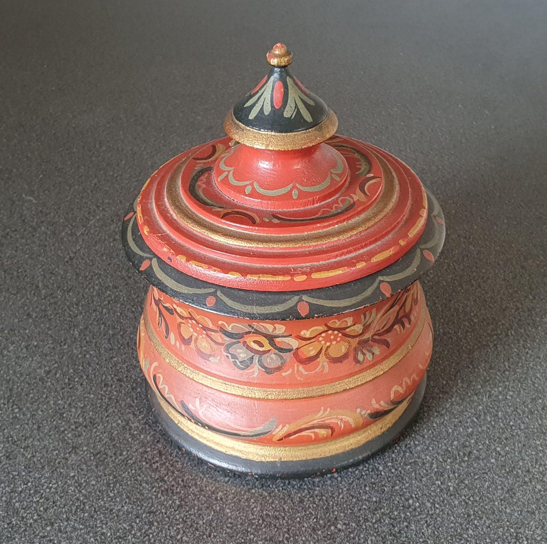 Antique Hindeloopen Tobacco Jar, Dutch Folk Art, Hand Painted