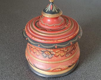 Antique Hindeloopen Tobacco Jar, Dutch Folk Art, Hand Painted
