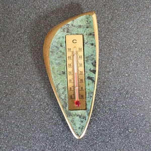 Vintage 1950s brass thermometer, working, from Germany