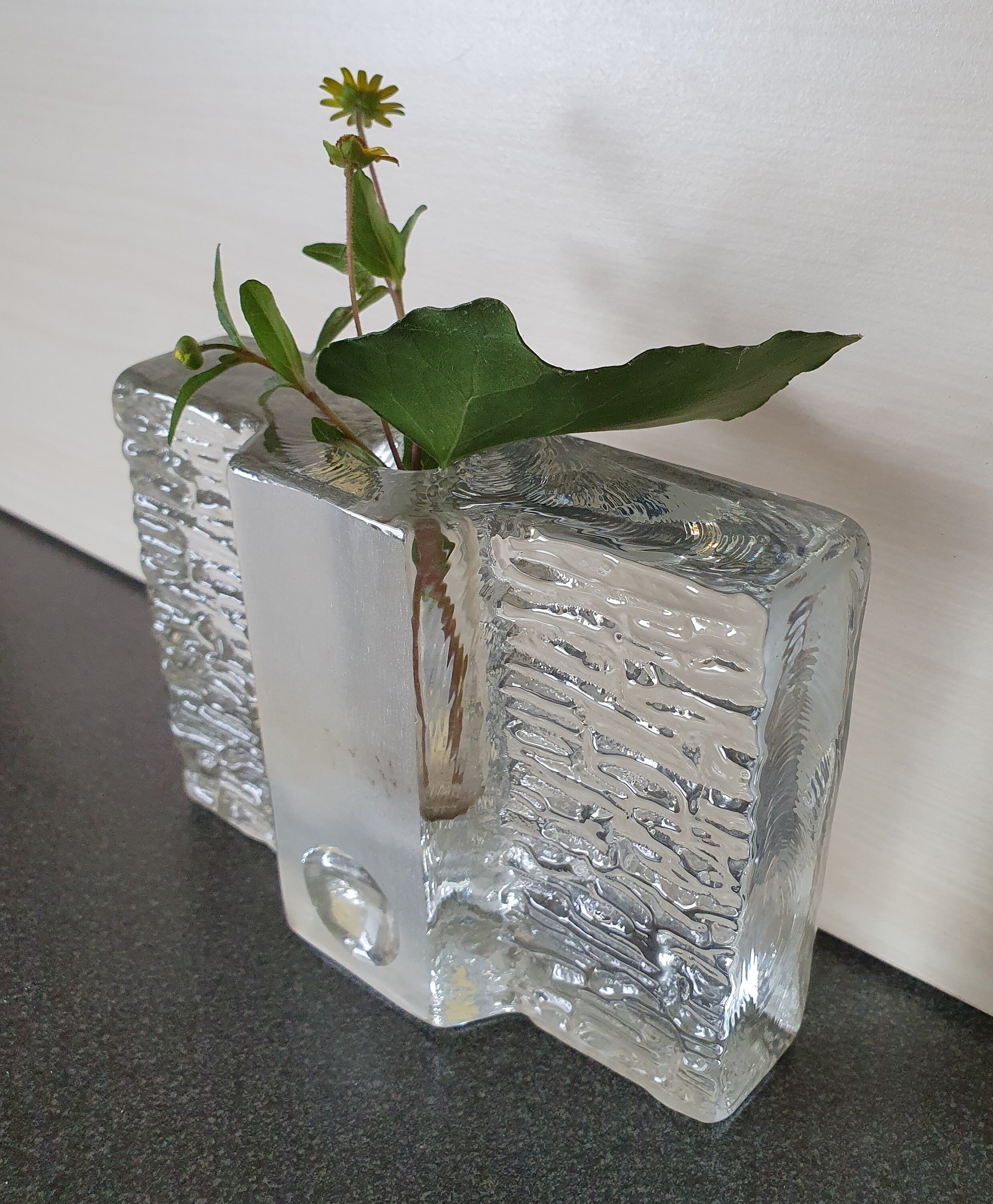 Brutalist vase Walther Glass German block vase bud vase Etsy