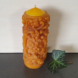 Vintage German carved candle, big