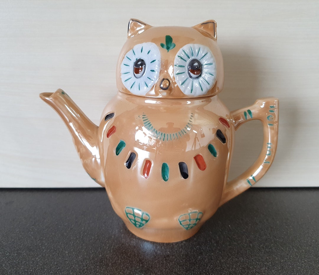 Vintage Owl Teapot Lusterware Pier One Decorative Tea Pot Etsy