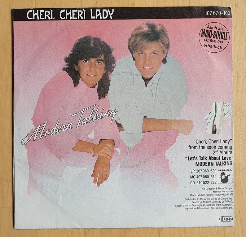Modern Talking Cheri Cheri Lady Tekst Modern Talking vinyl 7 record Cheri cheri lady 1985 | Etsy